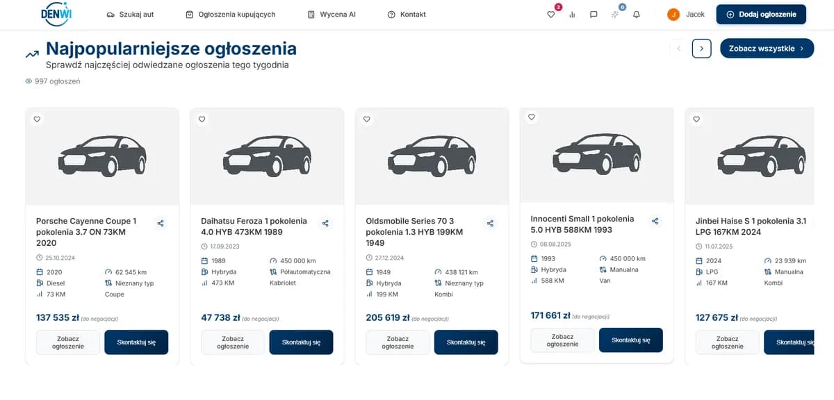 Denwi.pl - zrzut ekranu z serwisu